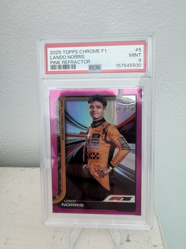 Lando Norris 2025 Topps Chrome F1 Pink Refractor /250 PSA 9 MINT World Champion