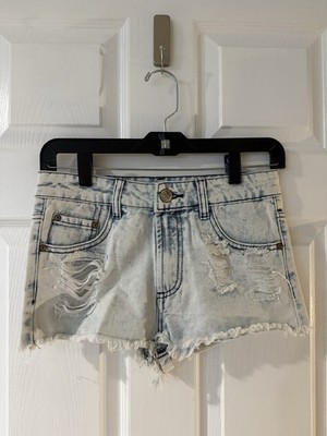 Glamorous Cutoff Jean Shorts Women's Size 4 Retro UK 8 Distressed Denim Grunge