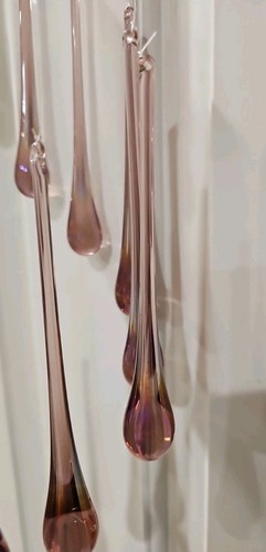 Pink Purple Glass Teardrops Hole For Chandeliers, Wind chimes 12, Irriedescent - Picture 2 of 13