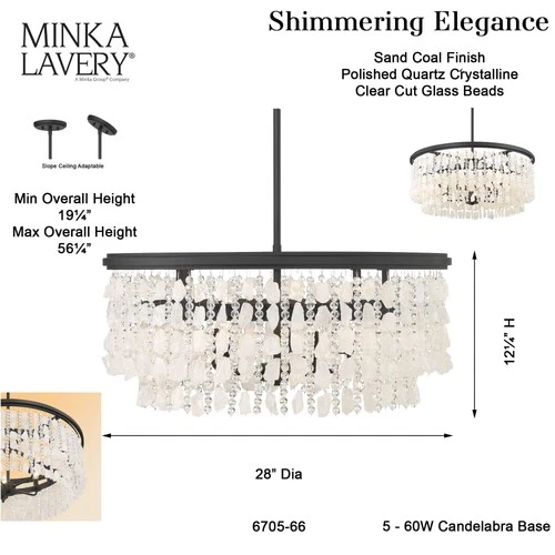 Minka Lavery 6705 Shimmering Elegance 5 Light 28"W Crystal - Sand Coal - Picture 8 of 12