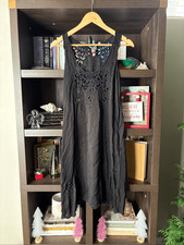 Johnny Was Black Cut Out Slip Knee Length Mini Dress Size XS