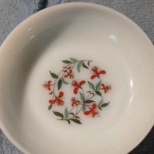 FireKing Floral Pattern White Glass Bowl Oven Safe Round Glossy