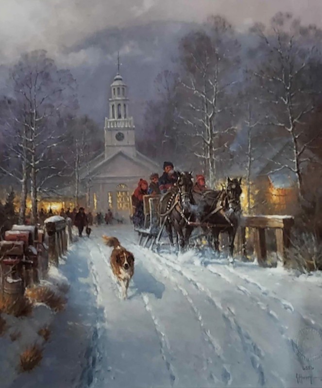 Christmas in the village G Harvey Print Signed Numbered 10393 COA Ltd Ed Mint