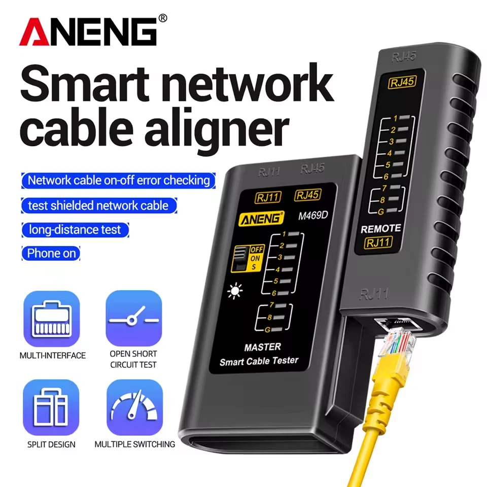 ANENG M469D Cable lan tester Tester per cavi di rete RJ45 RJ11 RJ12 CAT5 UTP LAN - Immagine 2 di 4