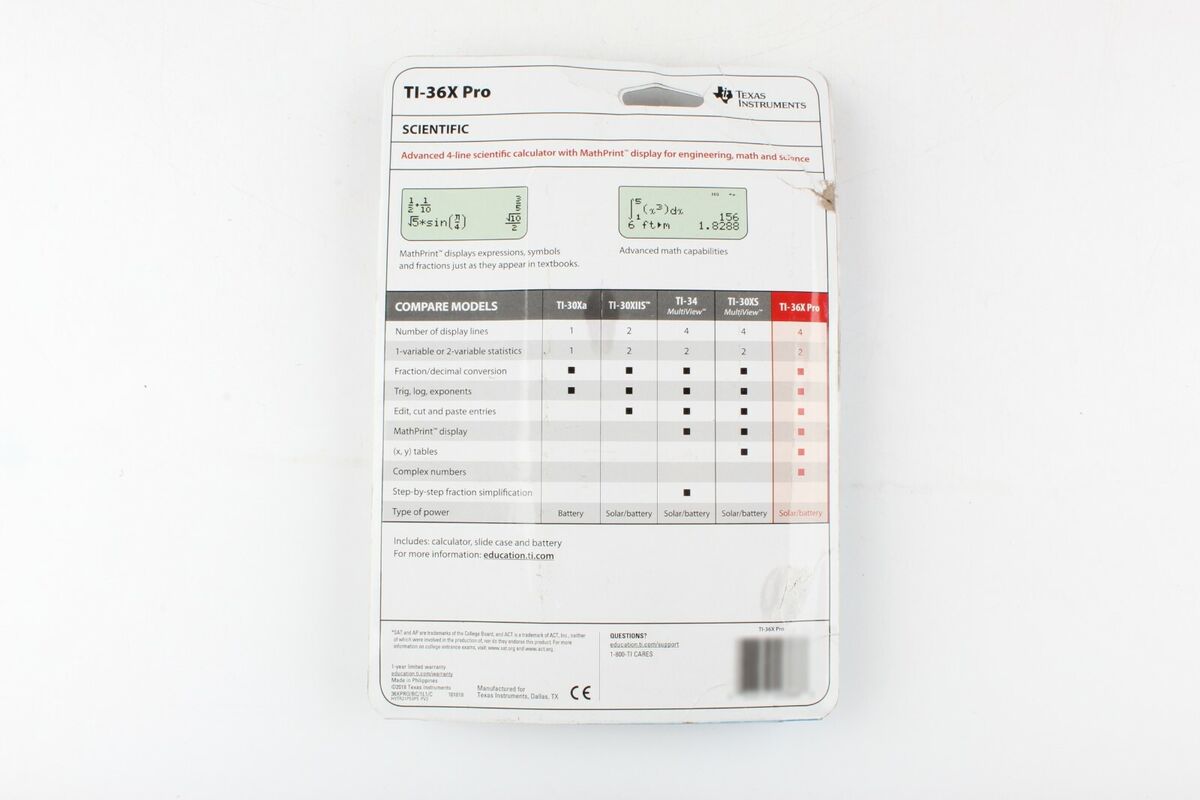 Texas Instruments TI-36X Pro Advanced Scientific Solar Texas Instruments TI-36X Pro Advanced Scientific Solar