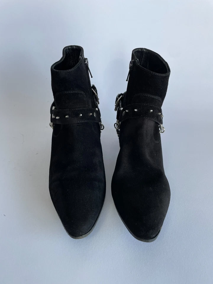 Saint Laurent Negro Arnés Gamuza Botines Con Cadena Talla 37 EU Foto 2 de 4