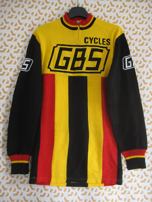 Maillot Cycliste Vintage Années 70 - Orange Manche Longue - Taille L - Acrylique France