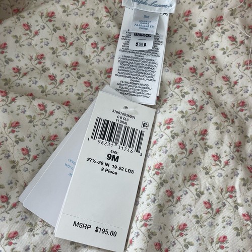 Nuevo con etiquetas Ralph Lauren Niñas Floral Reversible Acolchado Pantalón Conjunto Pijama Talla 9M - Imagen 2 de 9