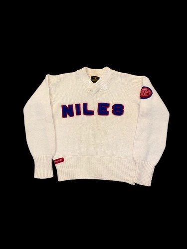 VTG 60’s Letterman Standard Pennant Wool Sweater Football Niles Helmick Mens M/L - Picture 5 of 10