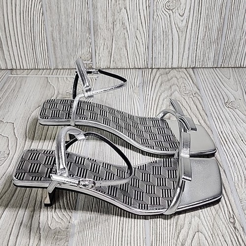 Pierre Hardy Silver Obi Blade Metallic Ankle Strap Sandals, Womens 37.5, NEW - Picture 2 of 13