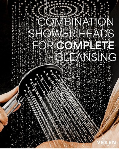 Veken 11.8 Inch Rectangle High Pressure Rain Shower Head Combo with Extension... - Picture 6 of 9