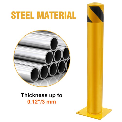 2Pcs 36"H 4.5"D Safety Bollards Yellow Powder Coated Safety Parking Barrier Post - Picture 6 of 9