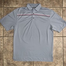 FootJoy Gray Striped Polo Shirt Mens Size XL