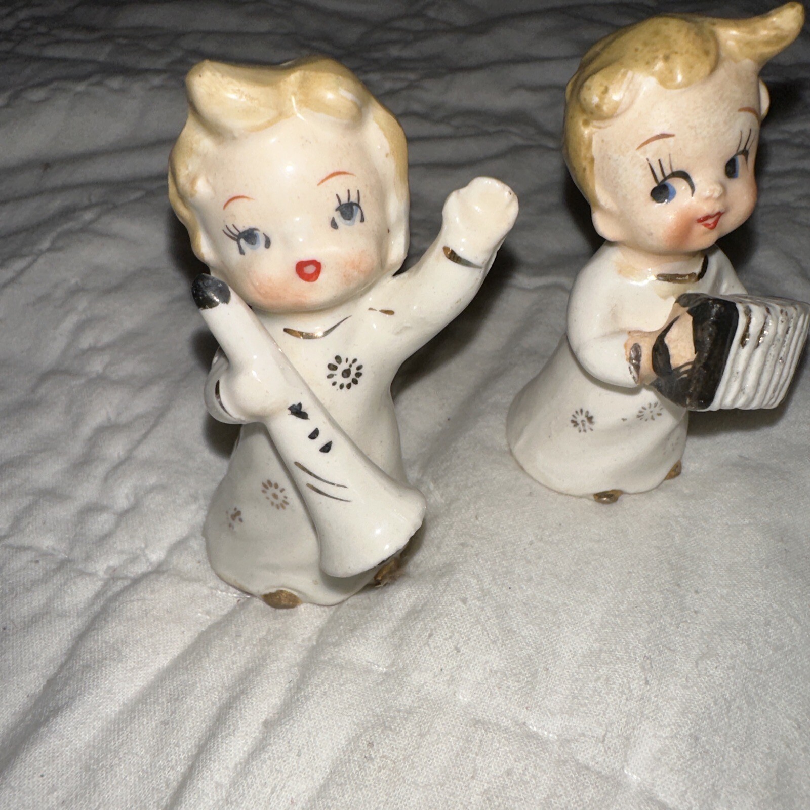 Set of 3 vintage Ucagco Japan ceramic ANGEL BAND MUSICIANS Christmas