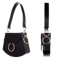 Nina Ricci⚡️{$1,695} "circus" Metal Ring Black Leather Shoulder Bag Purse