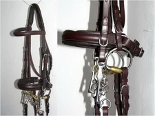FSS German Comfort Crown Crank Cavesson Weymouth DOUBLE Dressage BRIDLE 2x REINS