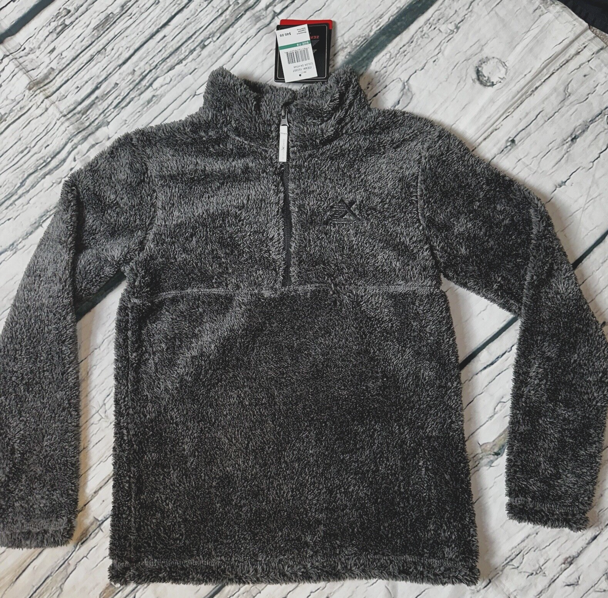NWT! ZeroXPosur Boys Sz 7/8 Unisex Thick Fleece Gray Quarter Zip