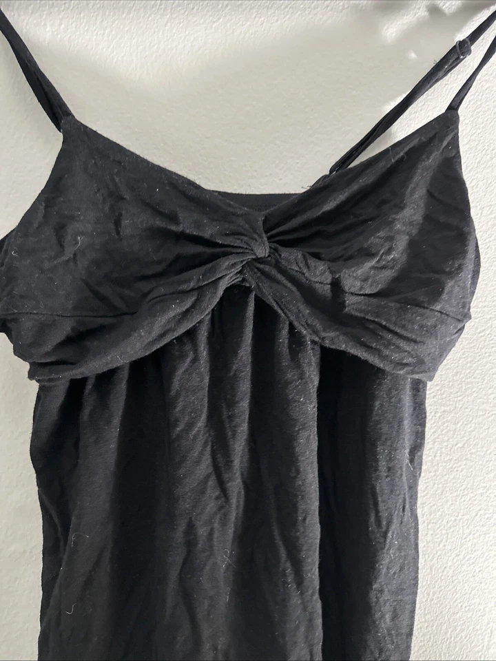 Y2K Vintage Forever 21 Black Burnout Twist Front Babydoll Tank Top Sz M - Image 2 of 4