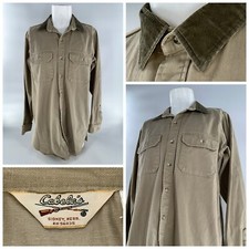 Vintage Cabelas Button-Up Shirt Men’s L Tan 100% Cotton Made in USA YGI L4-44