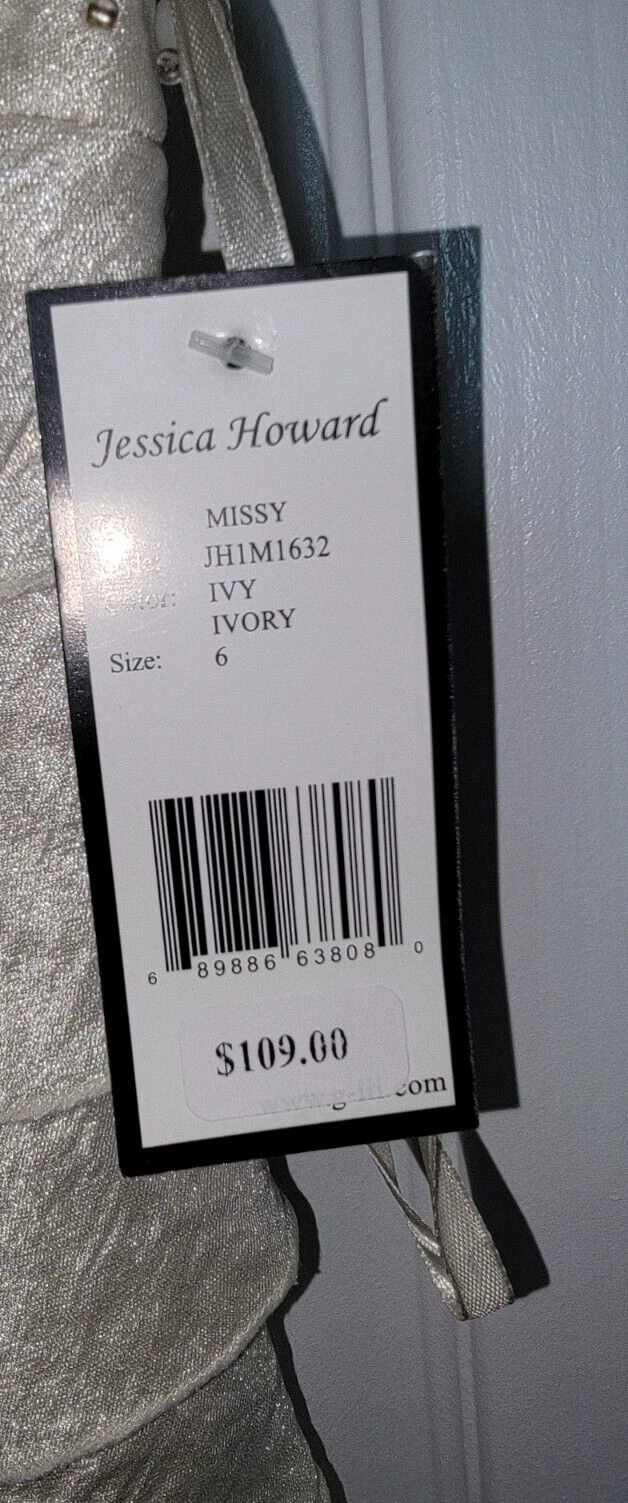 Abito Jessica Howard Runway Small Celine nuovo con etichette avorio conchiglia perle finte taglia small