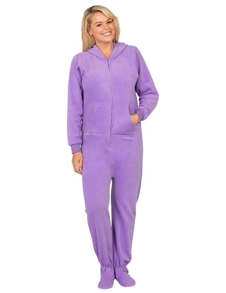 Sudadera con capucha polar púrpura real para adultos de una pieza Foto 3 de 4