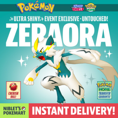   SHINY ZERAORA   EVENT EXCLUSIVE Super Rare! Pokemon for Sword & Shield + Home!