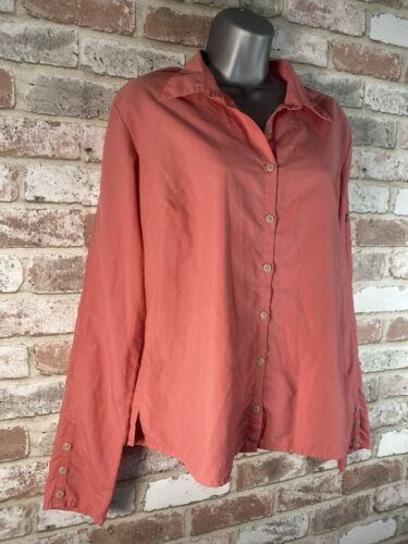 Mountain Hardware Women’s Orange Long Sleeve Button Up Blouse Orange Sz L - Picture 2 of 10