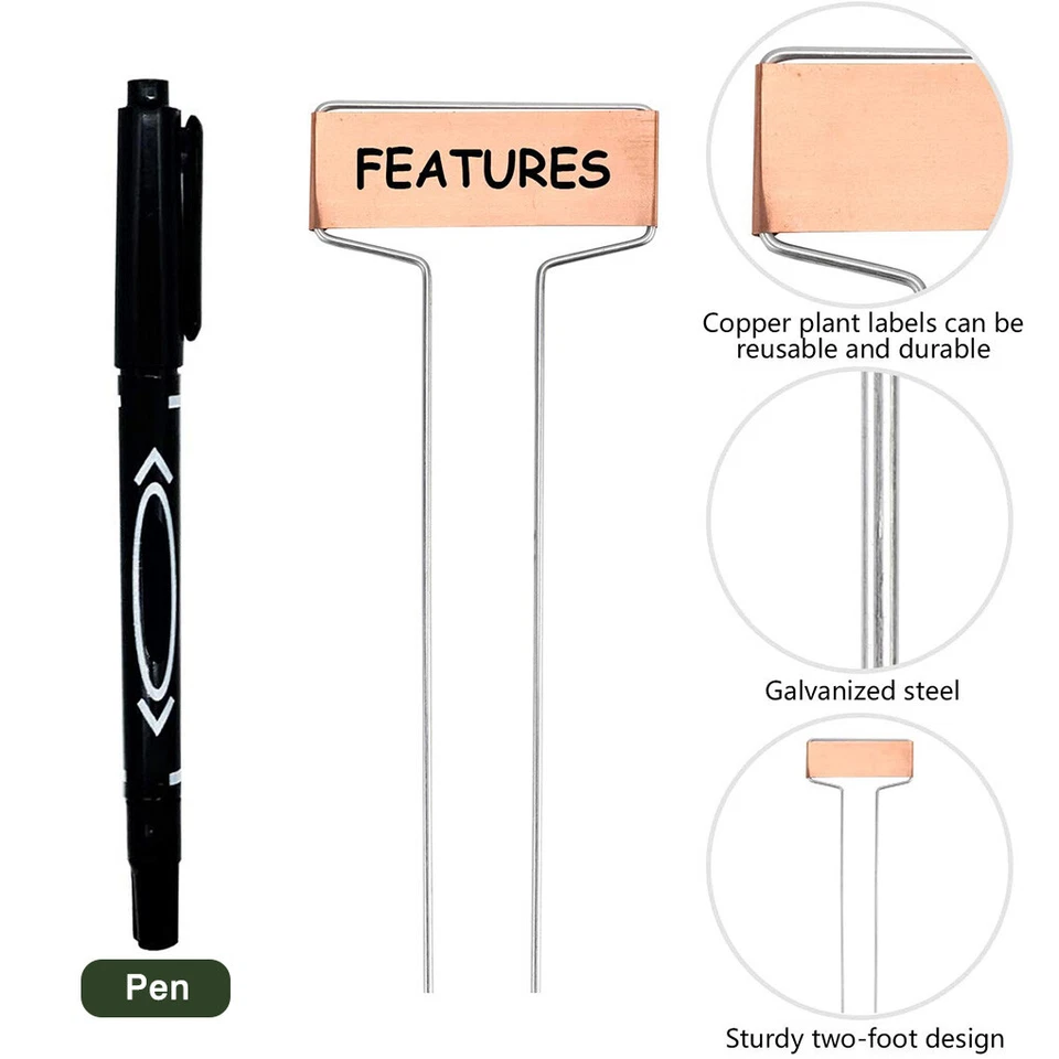 40P cs Plant Labels Copper Markers T-Type Garden Metal Plant Nursery Tags - image 3 of 4