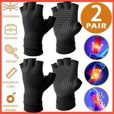 2-Pair Copper Arthritis Compression Gloves Carpal Hand Support Joint Pain Relief