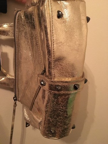BOTKIER Gold Metallic Leather Trigger Front Flap Satchel Bag Handbag - Picture 3 of 4