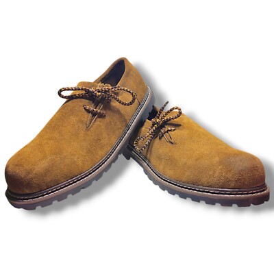 German Suede Leather Shoes Men 13 Brown Bavarian Trachten Lederhosen Oktoberfest