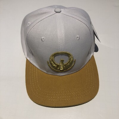 Saint Seiya Snap Back Hat White Gold Brim Embroidery Emblem Metallic Color