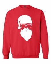 Santa Claus with Sunglasses Crewnecks Funny Christmas Xmas Holiday Sweatshirts