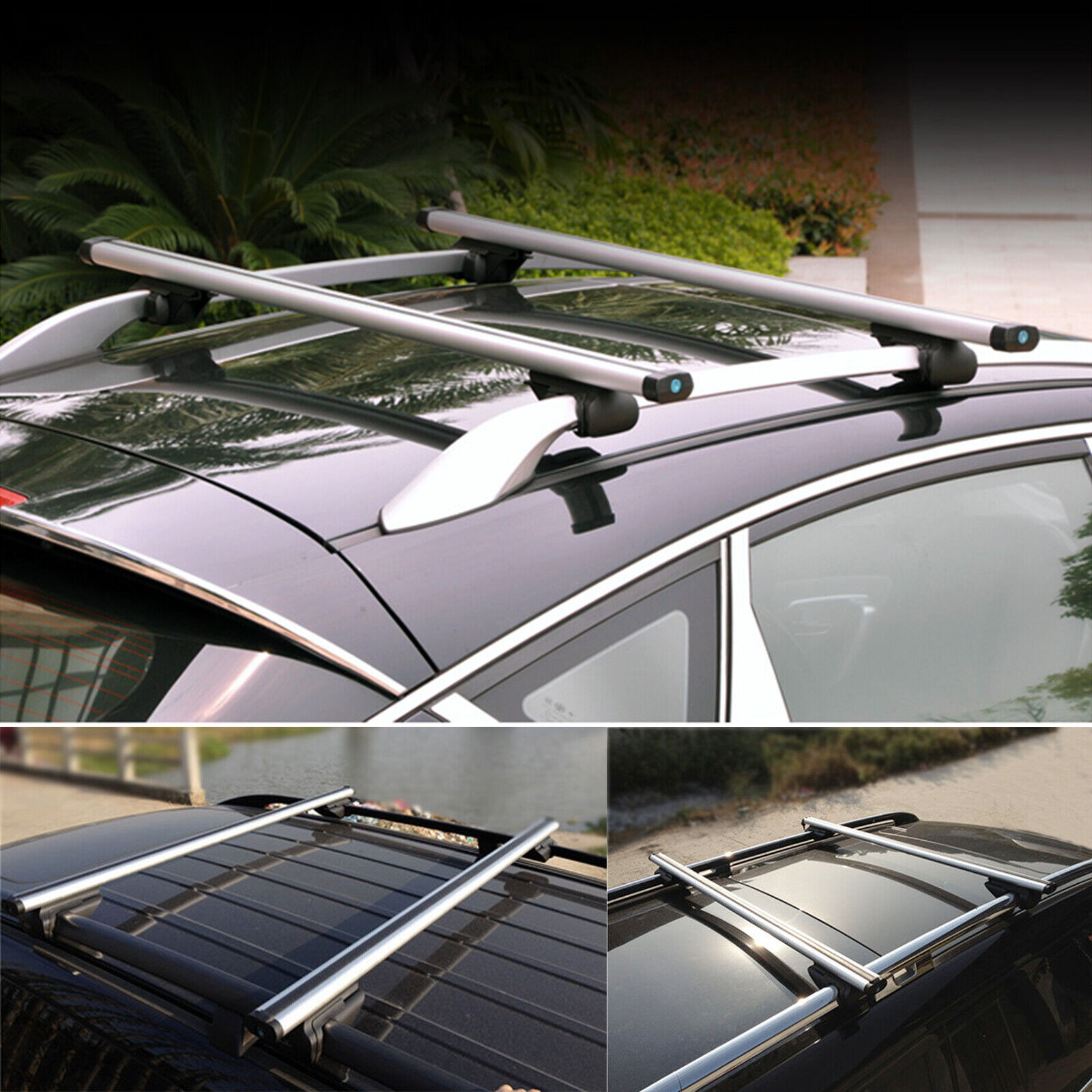 Universal Car Roof Bars Rack Aluminium Lockable Keys Rail Anti Theft