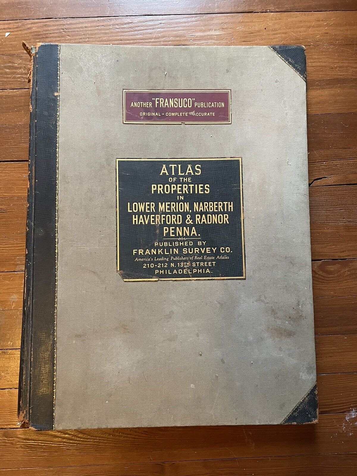 Scarce 1937 Properties of the Main Line Atlas.35 Maps.18x24”. Franklin Survey Co
