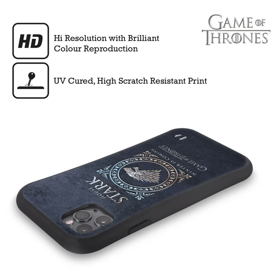 HBO GAME OF THRONES METALLIC SIGILS HYBRID CASE FOR APPLE iPHONES PHONES - Image 2 of 4