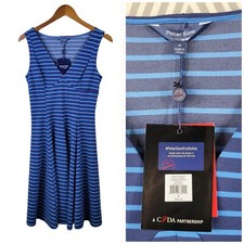 New Peter Som size 4 Midi Length Dress Blue Jersey Stretch Stripe casual Womens