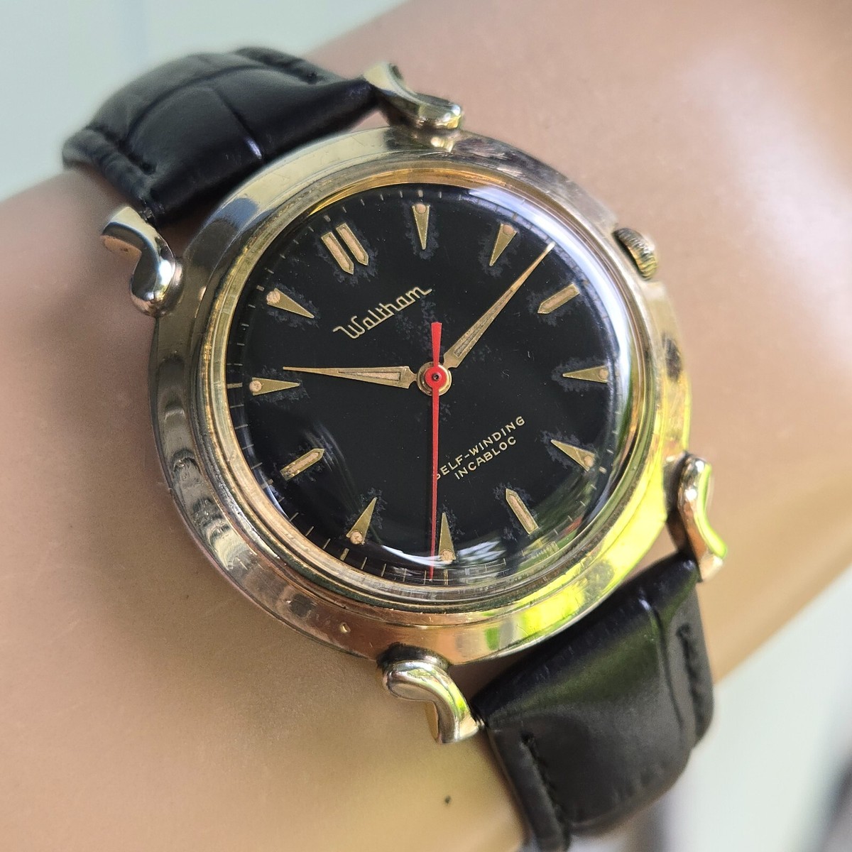 WALTHAM オートマチック Rare Vintage WALTHAM men's automatic watch AS 1580 17Jewels Black