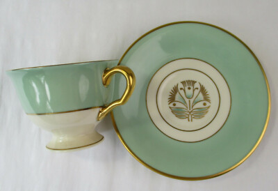 Pickard Malvern bone china demitasse cup & saucer(s) Art Nouveau style 1956 USA
