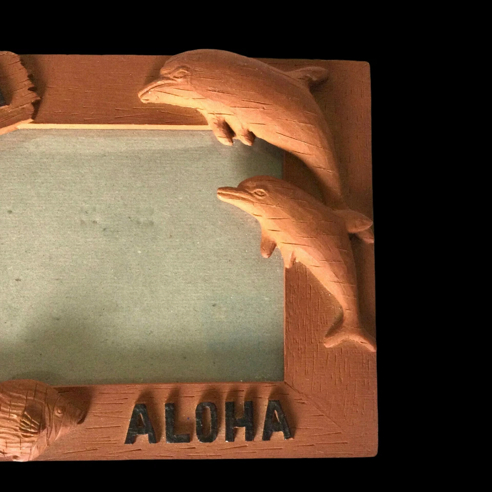 Marco de fotos 3D de resina de delfines de Hawai de 3,5 x 5" foto vida marina tropical Foto 2 de 4