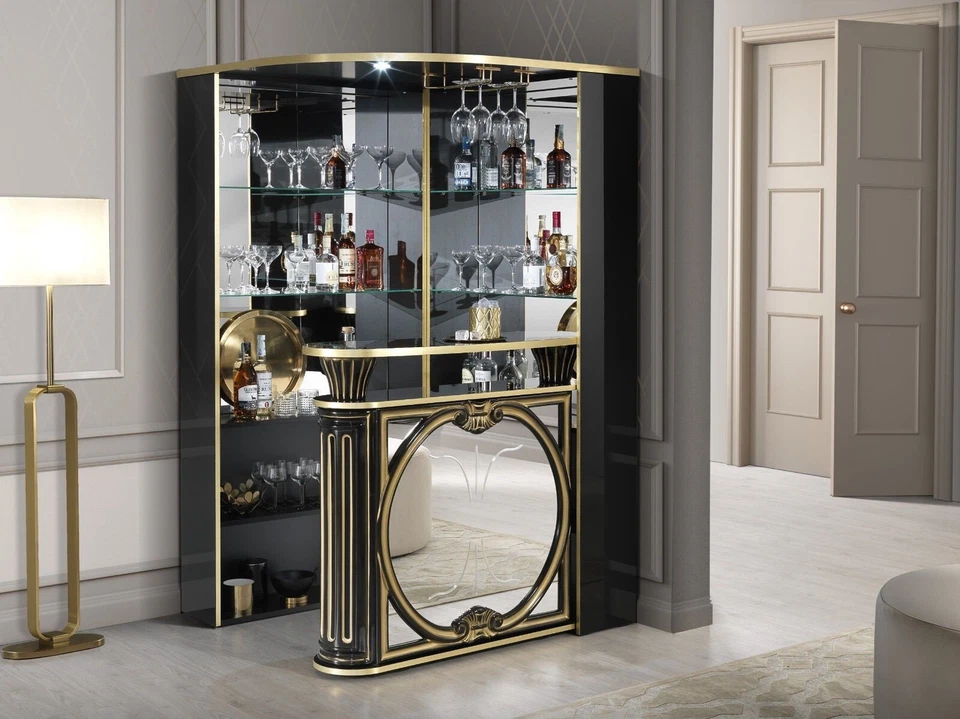 Aurora Italian Luxury High Gloss Beige & Gold Corner Bar Unit H2O Design £1399 - Image 4 of 4