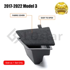 1x Black Rear Trunk Side Storage Box With Fabric Cover Fits 2017-2022 Model 3