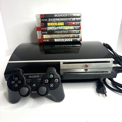 Sony PlayStation 3 80GB PS3 Fat Console System Bundle Complete With Lot 7 Games