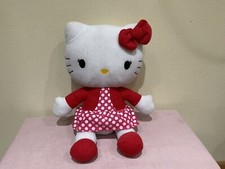VTG. 2011 HELLO KITTY/SANRIO RED POLKA DOT DRESS, RED BOW, 14 IN.