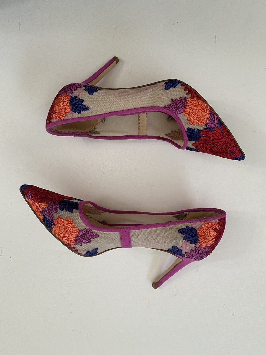 Jessica's Simpson lace Embroidery appliqué heels women's size 8M
