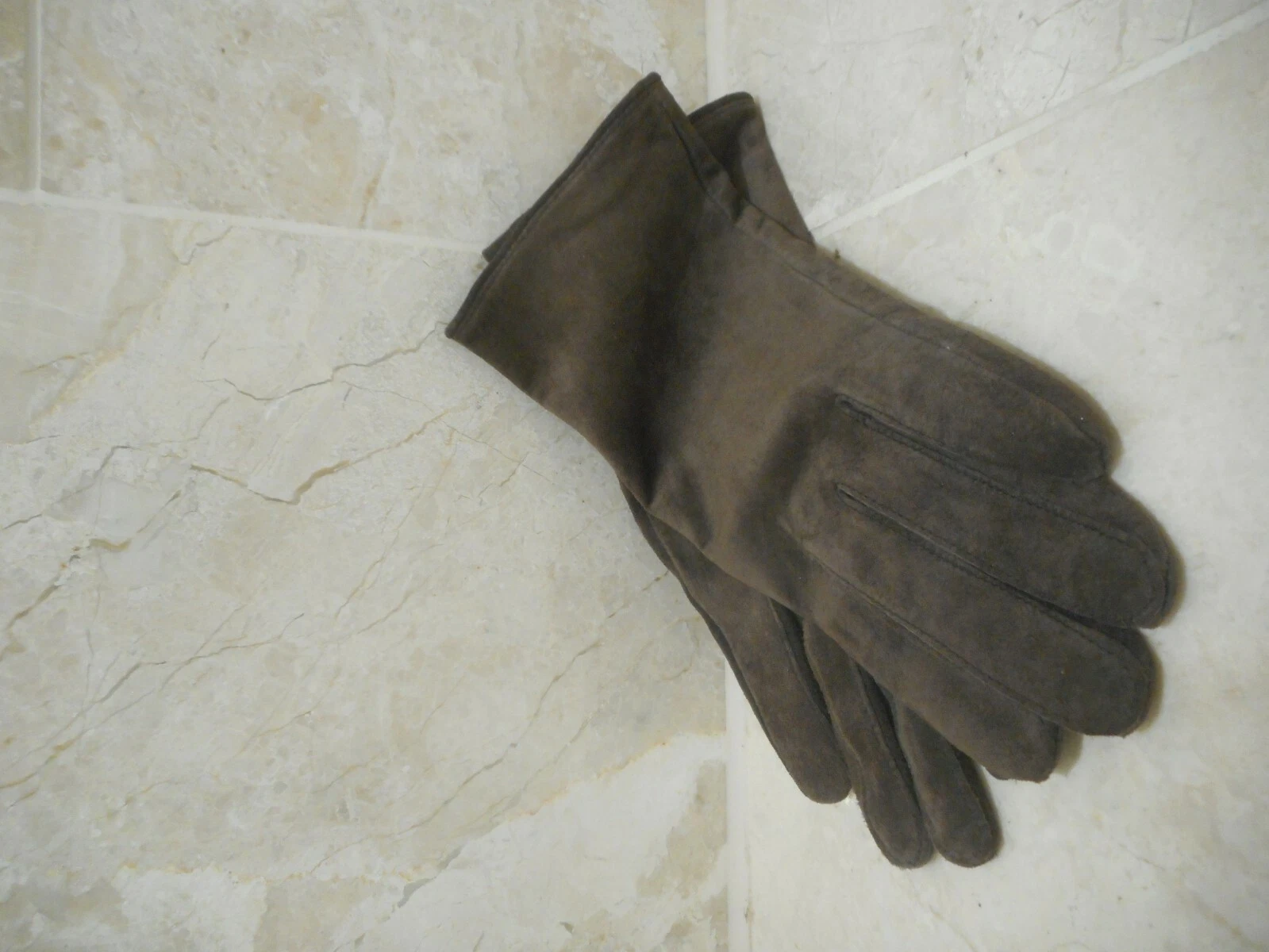 Dents Brown Suede Leather Gloves Classic Elegant Small Lined
