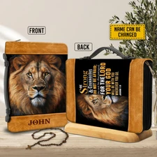 Customized Lion God Bible Cover Holy Religious Be Strong Bible Verse Family Gift