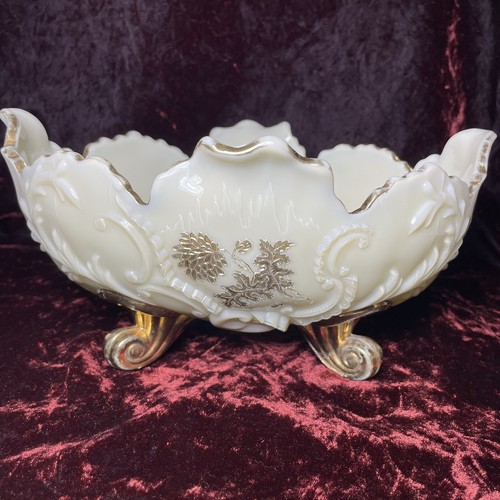 Antico centrotavola floreale dorato modello crema pasticcera piedi ovali LEGGI - Foto 6 di 12