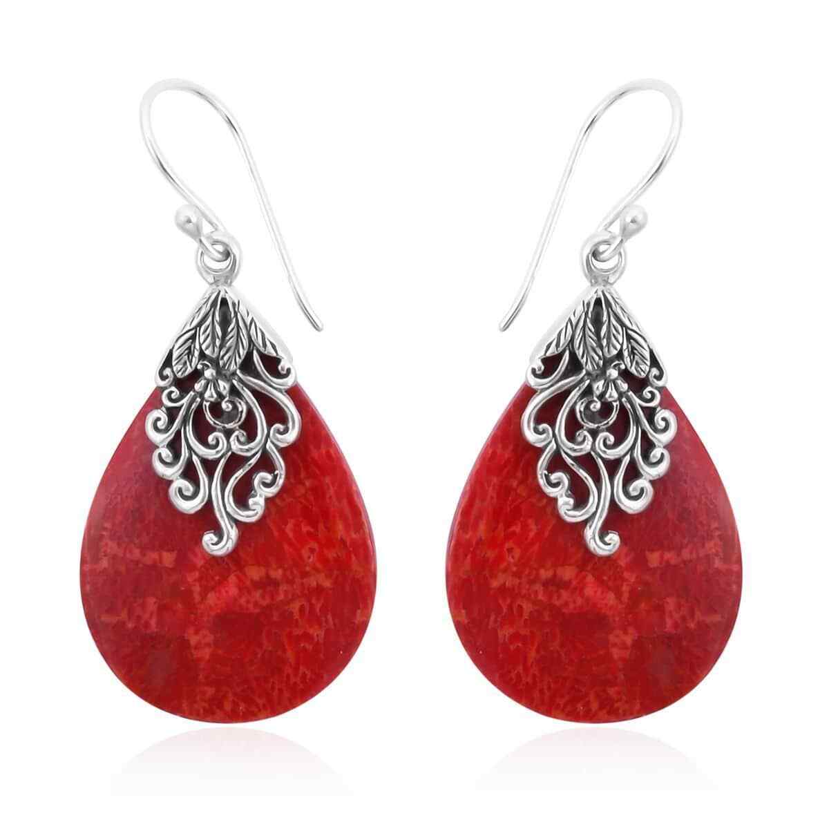 925 Sterling Silver Sponge Coral Boho Drop Dangle Earrings Jeweler