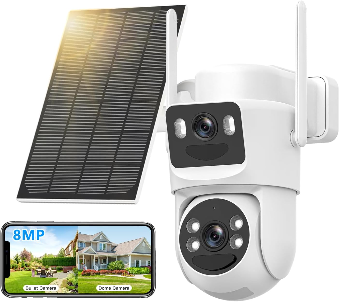 4K Solar Security Cameras Wireless Outdoor Battery Powered, 5Ghz & 2.4Ghz Dual L